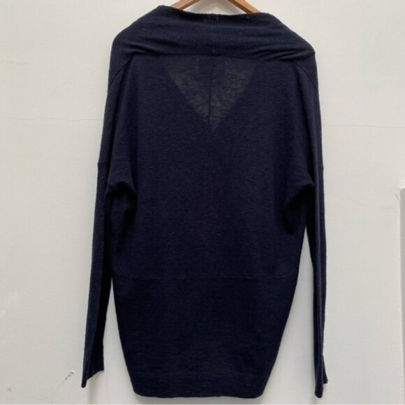 Brochu Walker Button Front Linen Cotton Cardigan Navy Women Size P - Picture 2 of 8